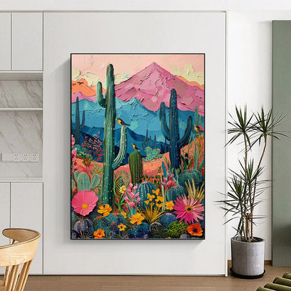 Colorful Desert Landscape - Impasto Landscape Painting On Canvas DKH1402