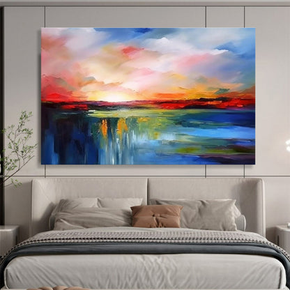 “Colorful Waterfall Sunset” Abstract Landscape Painting On Canvas DKH339