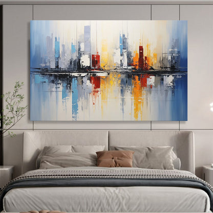 “Cityscape Reflection” Abstract Urban Landscape Painting On Canvas DLZ170