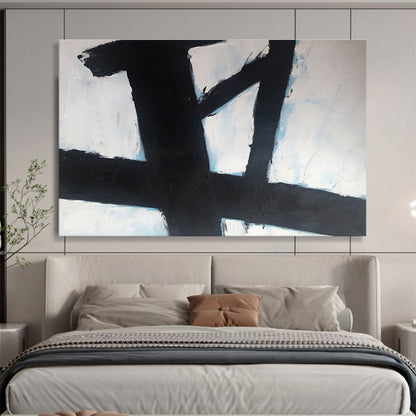 Black and White Geometric Cross Painting On Canvas DKH181