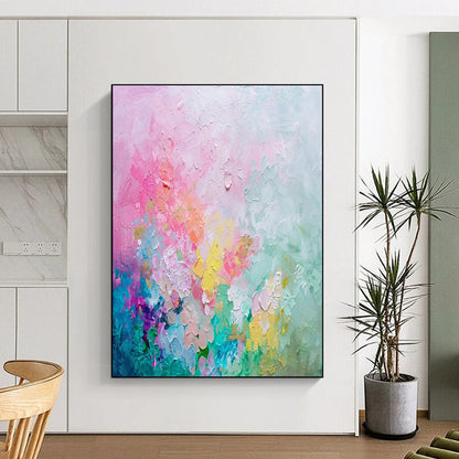 “Pastel Colorful Abstract Blooms” - Impressionist Abstract Painting On Canvas DTP070