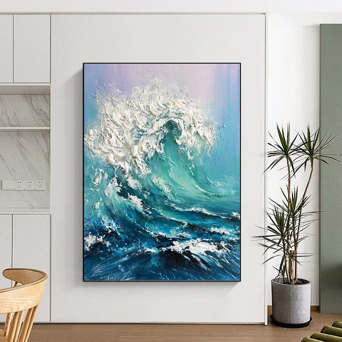 Textured Ocean Wave - Seascape Painting On Canvas DKH1448
