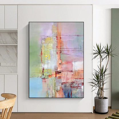 Pastel Abstract Layers - Soft - Hued Abstract Painting On Canvas CT2259
