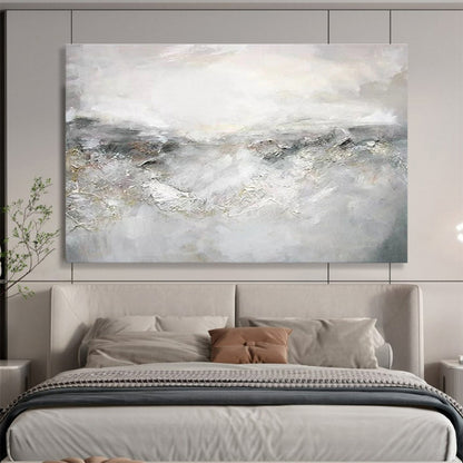 “Gray - White Abstract Mist” Abstract Oil Painting On Canvas DKH441