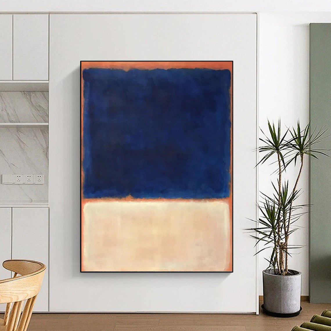 “Deep Blue & Pale Orange Layers” - Rothko - Style Color - Field Painting On Canvas DKH1622