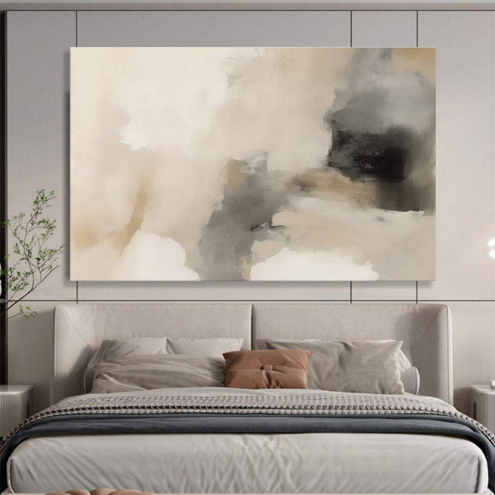 Warm Neutrals Beige Gray Abstract Blends Painting On Canvas DKH239