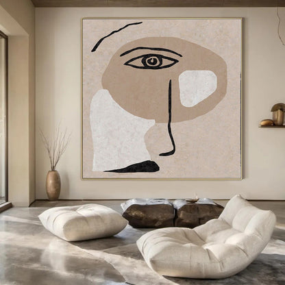 “Beige - Brown - Black Abstract Face” – Minimalist Portrait Art CT1144