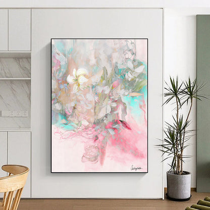 “Soft - Colored Floral Bouquet” - Dreamy Watercolor Painting On Canvas DKH1084