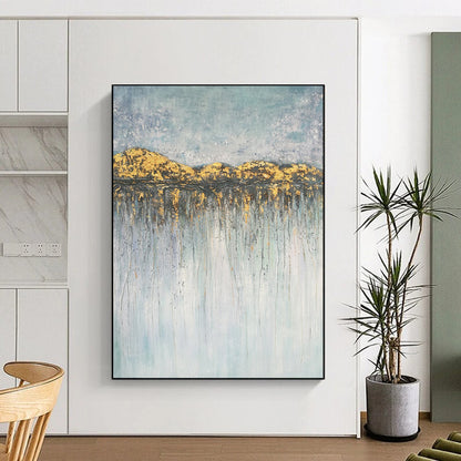 “Gold - Drenched Mountain Reflections” – Textured Abstract Landscape CT2077