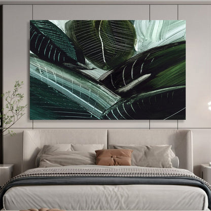 “Dark Green Leafy Abstract” Botanical Abstract Painting On Canvas DLZ144
