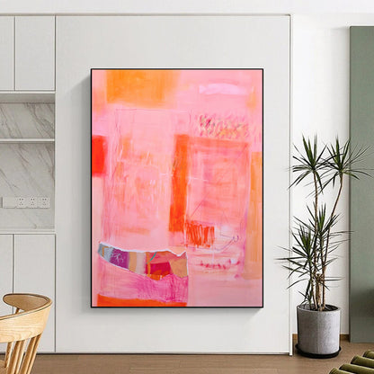 “Coral Cuts” - Abstract Color - Blocked Canvas Art on Canvas CT1868