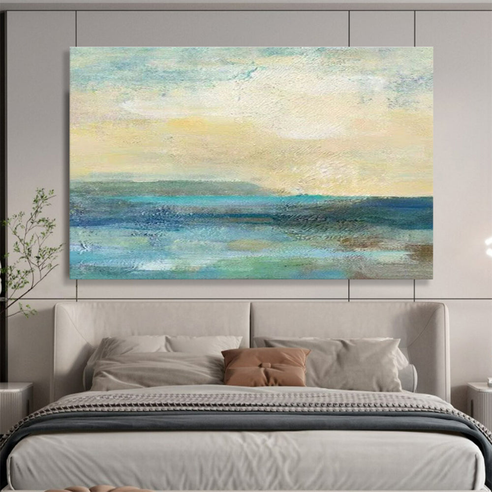 “Blue - Green Abstract Sea” Abstract Acrylic Painting On Canvas DKH435