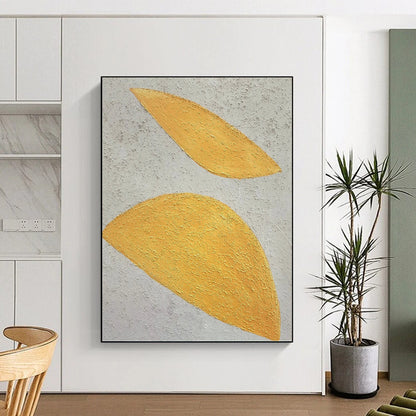 “Textured Yellow Leaves” - Nature - Inspired Abstract Painting On Canvas DKH1074