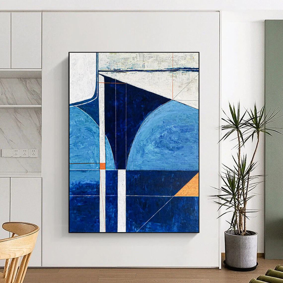 “Blue Geometric Abstract” - Abstract Painting CT2372