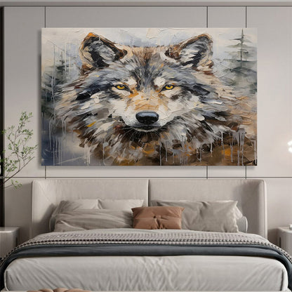 “Textured Wolf Portrait” Animal Painting On Canvas DLZ078