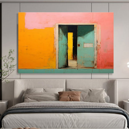 Colorful Doorway - Abstract Architectural Painting On Canvas DKH641