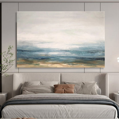 Misty Shore Softly Painted Coastal Abstract Painting On Canvas DKH174