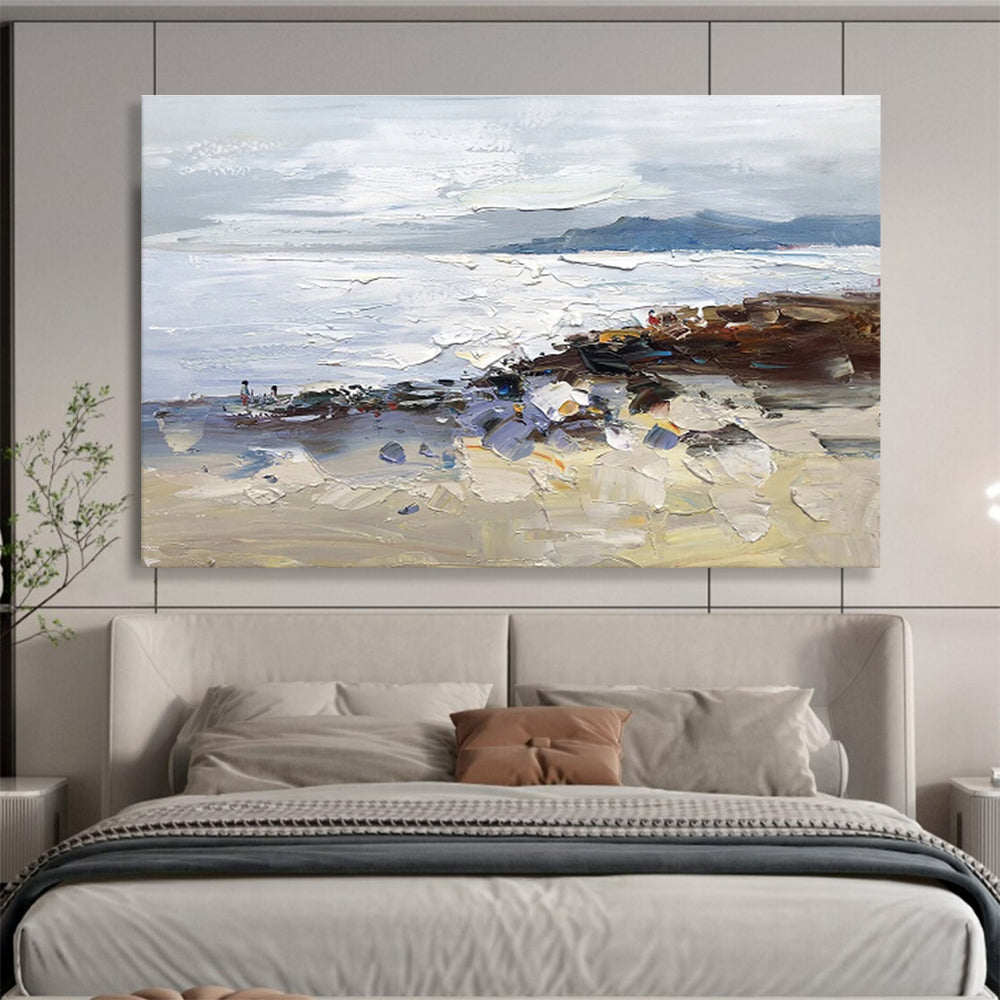 Textured Coastal Scene - Impasto Seascape Painting On Canvas DKH634