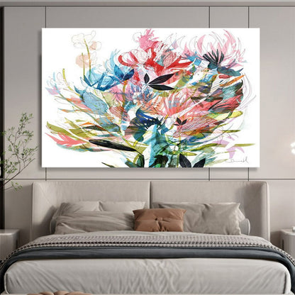 “Colorful Floral Burst” Botanical Abstract Painting On Canvas DLZ138