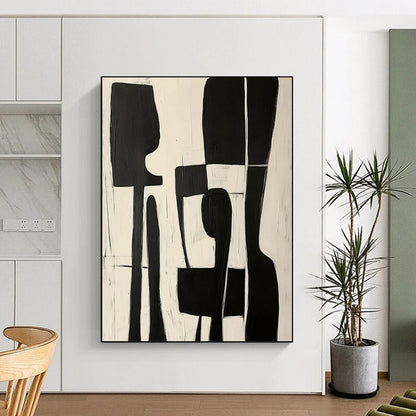 “Black & White Organic Abstract” - Abstract Painting CT2368
