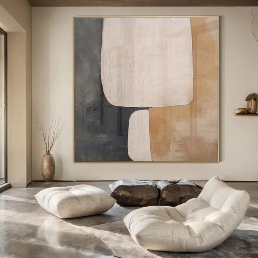 “Muted Shape Overlap” – Minimalist Abstract Art CT1047