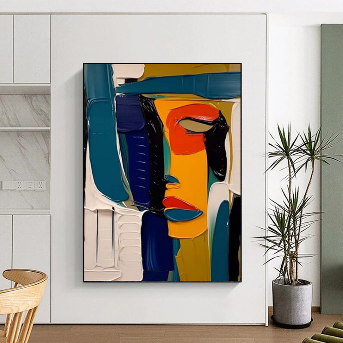 “Abstract Face: Bold Color Block Portrait” - Modernist Figurative Acrylic on Canvas CT1907