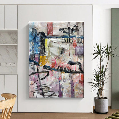 Colorful Urban Abstract Collage - Abstract Expressionist Painting On Canvas DKH1294