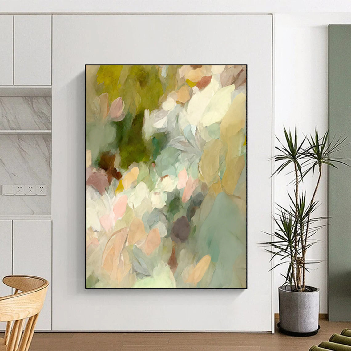 Pastel Floral Impression - Soft Abstract Flower Painting On Canvas DKH1352