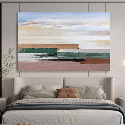 “Pastel Tones Abstract Layers” - Gentle Landscape Painting On Canvas DKH788