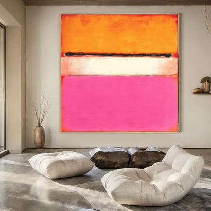“Color Block Harmony (Orange - Pink - White)” – Color Field Painting CT1184