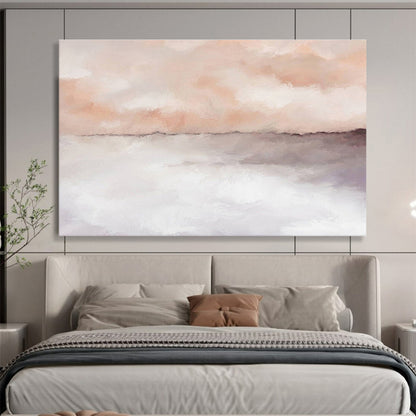 “Blush & Gray Abstract Horizon” Abstract Tonalist Painting On Canvas DKH418