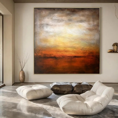“Warm Sunset Landscape” ，Abstract Landscape Oil Painting CT0917