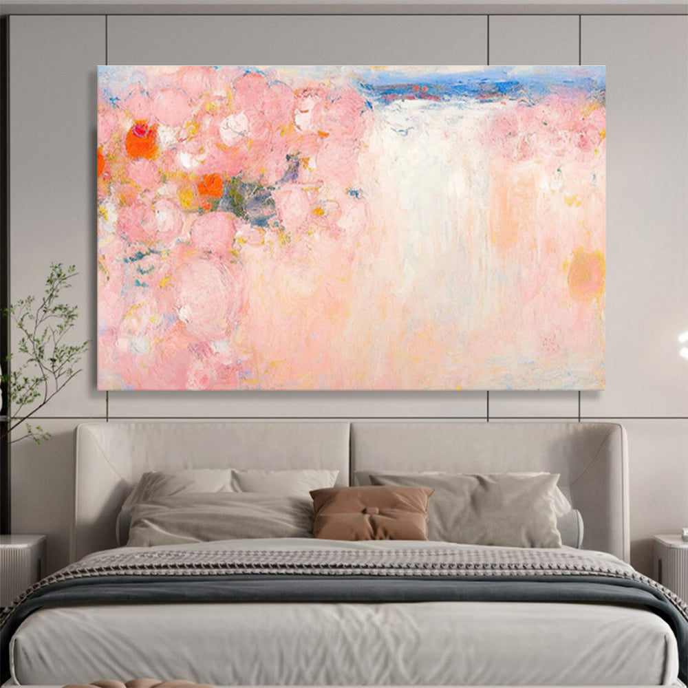 “Pink Floral Abstract” Abstract Impasto Painting On Canvas DKH411