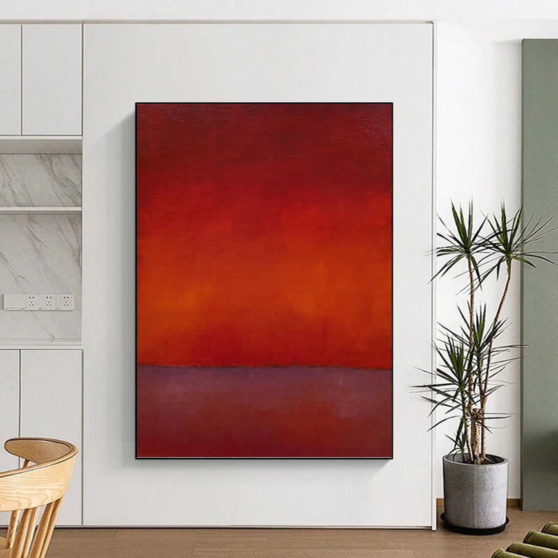 “Red & Purple Gradient Layers” - Gradient Color Field Painting On Canvas DKH1615