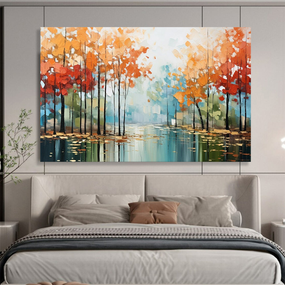“Misty Forest River” Landscape - inspired Impressionist Painting On Canvas DLZ164