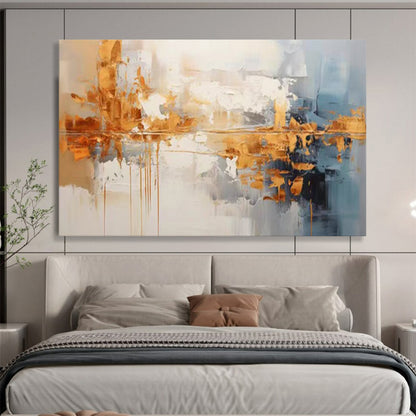 Gold and Gray Abstract Reflection - Textured Abstract Painting On Canvas DLZ183