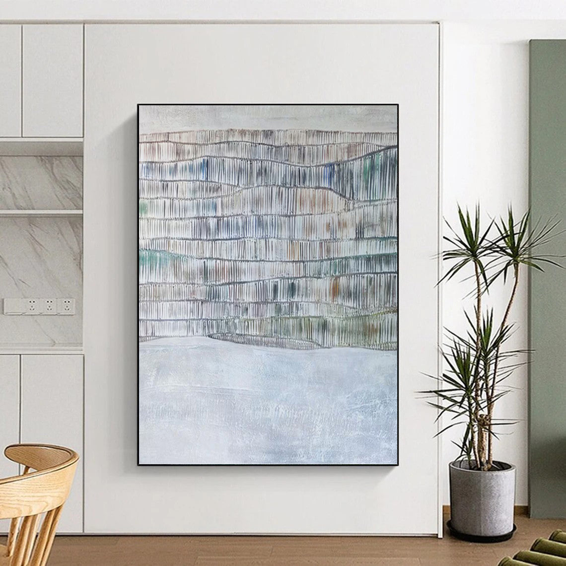 “Color - Accented Textured Layers” - Mixed - media Abstract Painting DKH1043