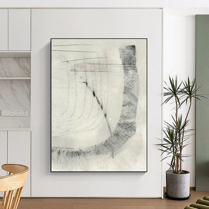 “Subtle Gray Abstract Etchings” - Gray, White Abstract Painting On Canvas DTP214