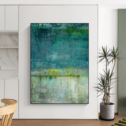 Teal & Green Textured Abstract - Textured Color - Field Painting On Canvas CT2272