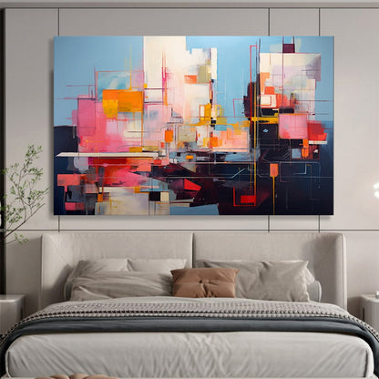 “Colorful, Geometric ‘Urban Energy’” - Abstract Cityscape Painting On Canvas DLZ020
