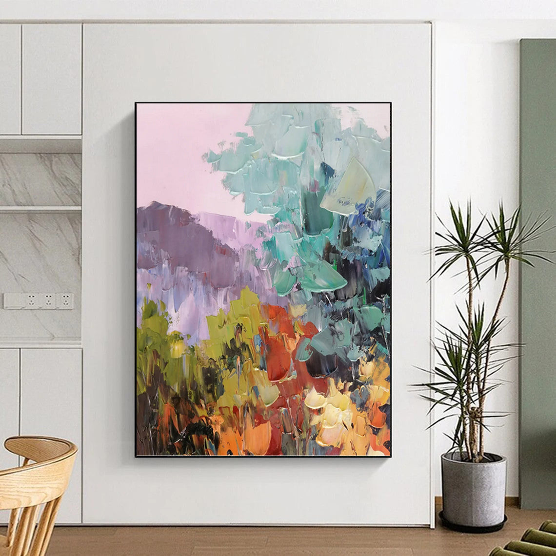 Pastel Mountainscape in Soft Hues - Impressionistic Landscape Painting On Canvas DKH1278