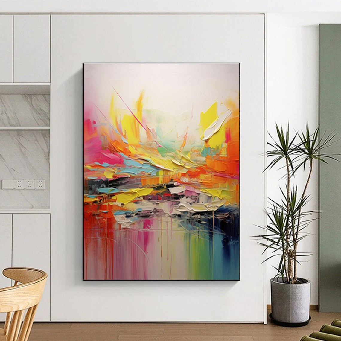 “Explosive Color Bursts, Dynamic Abstract Shapes” - “Color Eruption”，Abstract Acrylic Painting CT0695