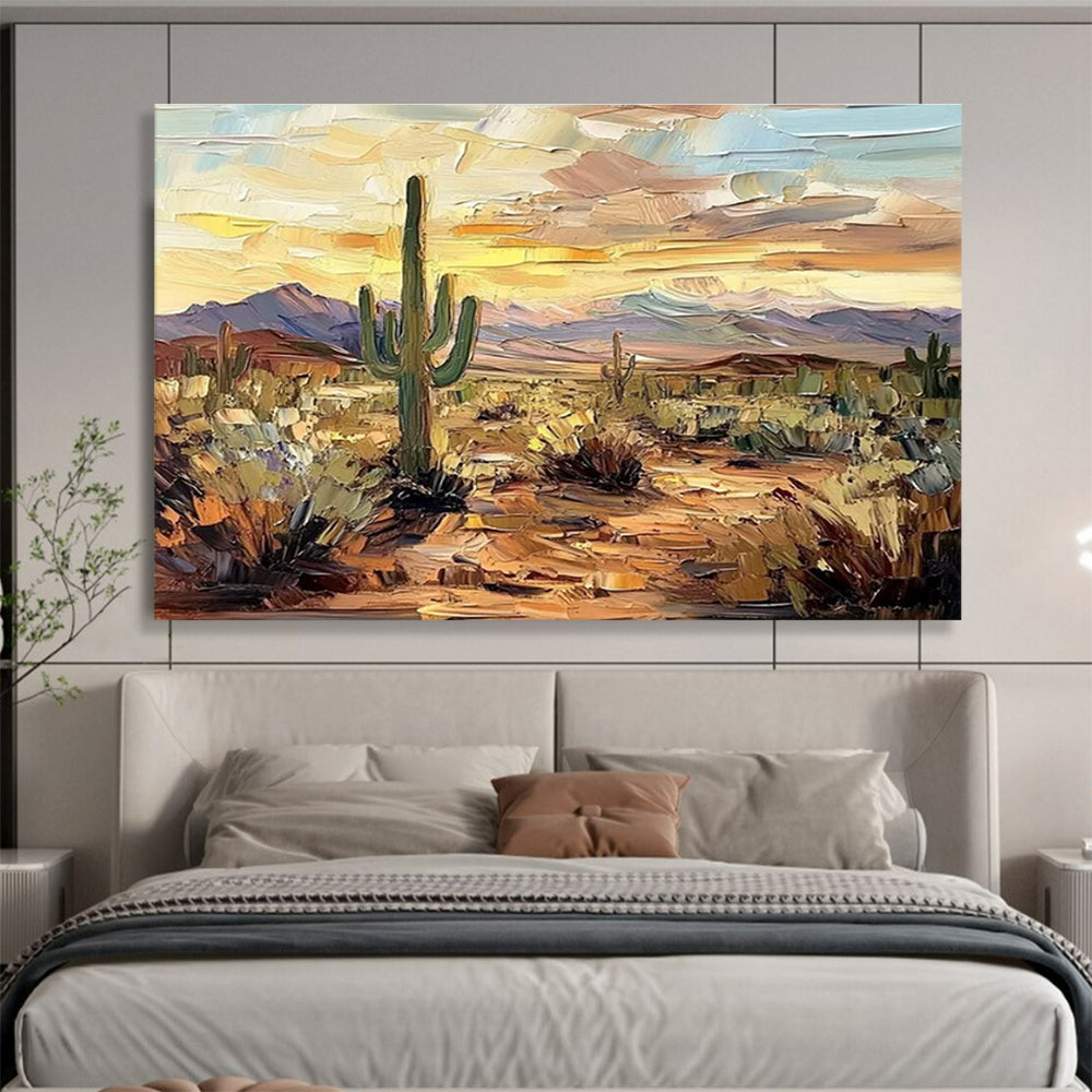 “Impasto Desert Sunset” - Vibrant Landscape Painting On Canvas DKH808