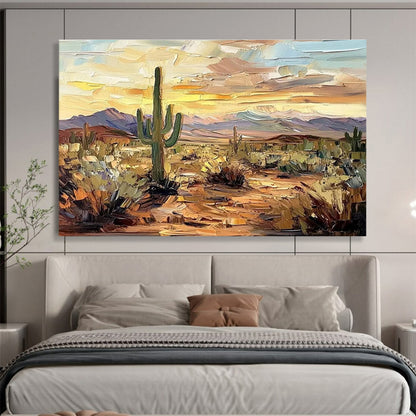 “Impasto Desert Sunset” - Vibrant Landscape Painting On Canvas DKH808