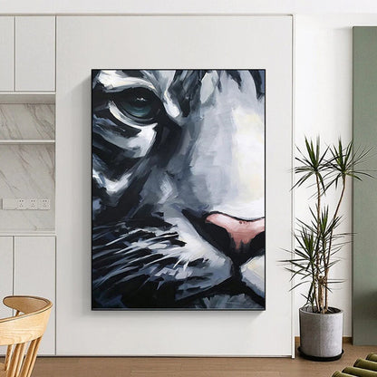 Expressive White Tiger - Wildlife Painting On Canvas DKH1454