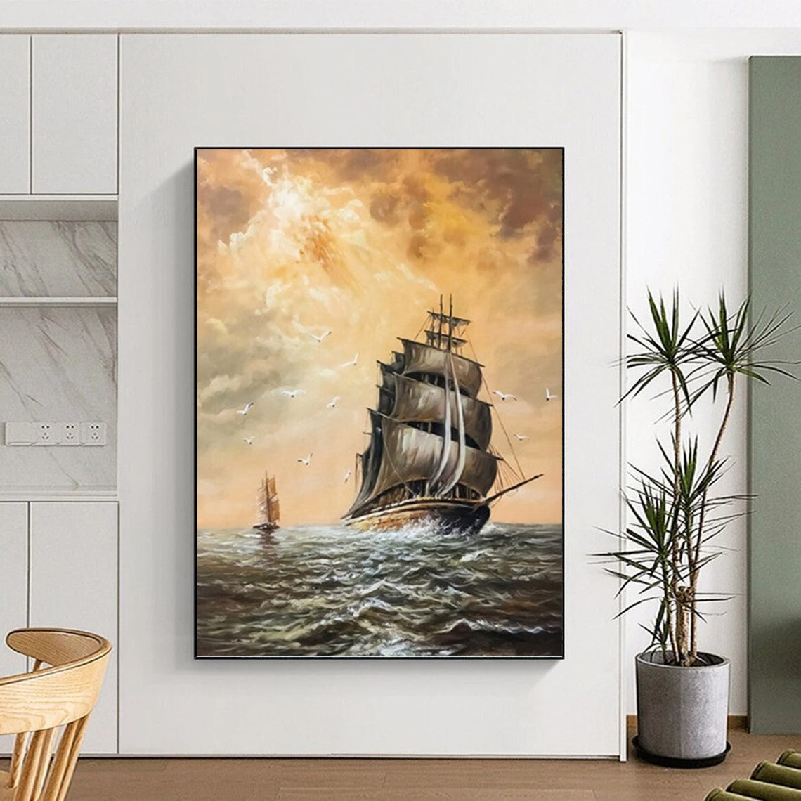 “Sailing Ship at Sea” - Classic Maritime Oil Painting On Canvas DKH1649