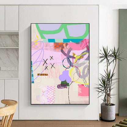 Pastel Colors, Playful Shapes - "Whimsy Playground" - Mixed - media Abstract Art CT1823