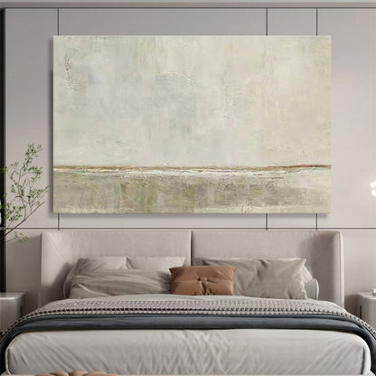 “Subtle Horizon” - Gray, Brown, White Minimalist Landscape Painting On Canvas DKH736