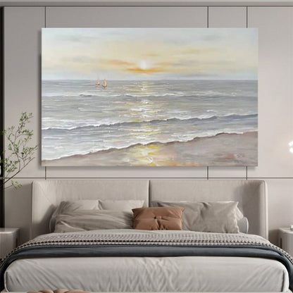 Serene Sea Sunset - Impressionist Seascape Painting On Canvas DLZ249