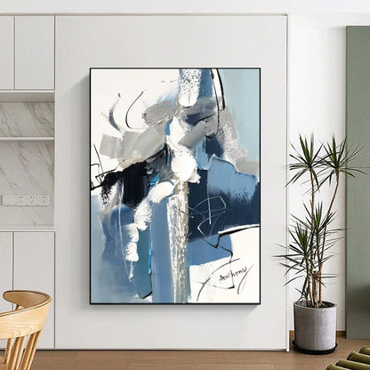 “Dynamic Blue Abstract Strokes” – Expressive Abstract Acrylic CT2082